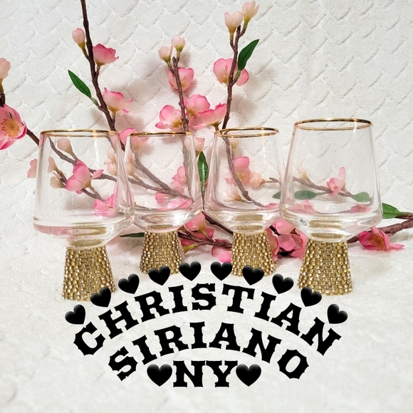 ✨️Christian Siriano NY Set of Four Rhinestones Decorative Shot Glasses - Picture 1 of 10